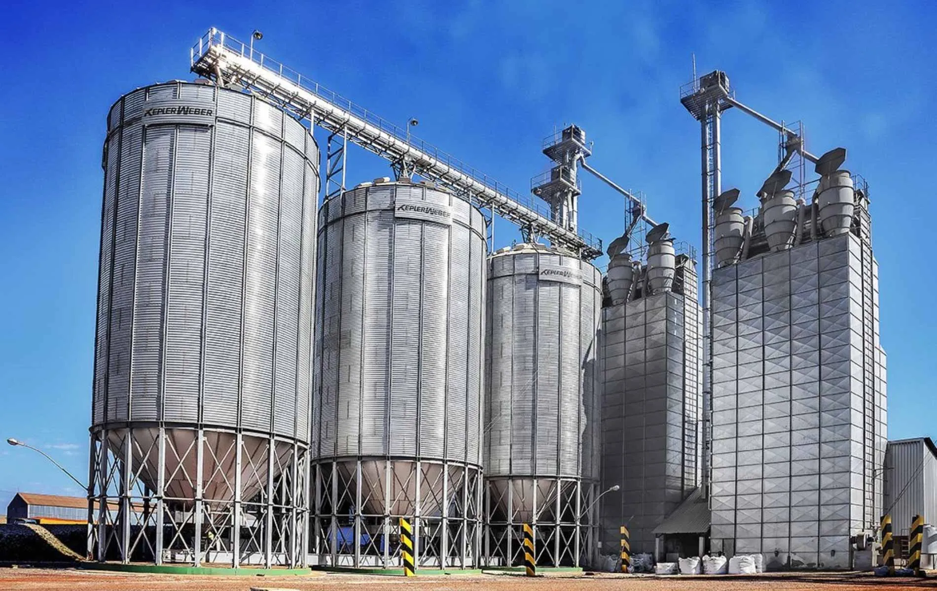 Steel silo storage yard within the warehousing network
