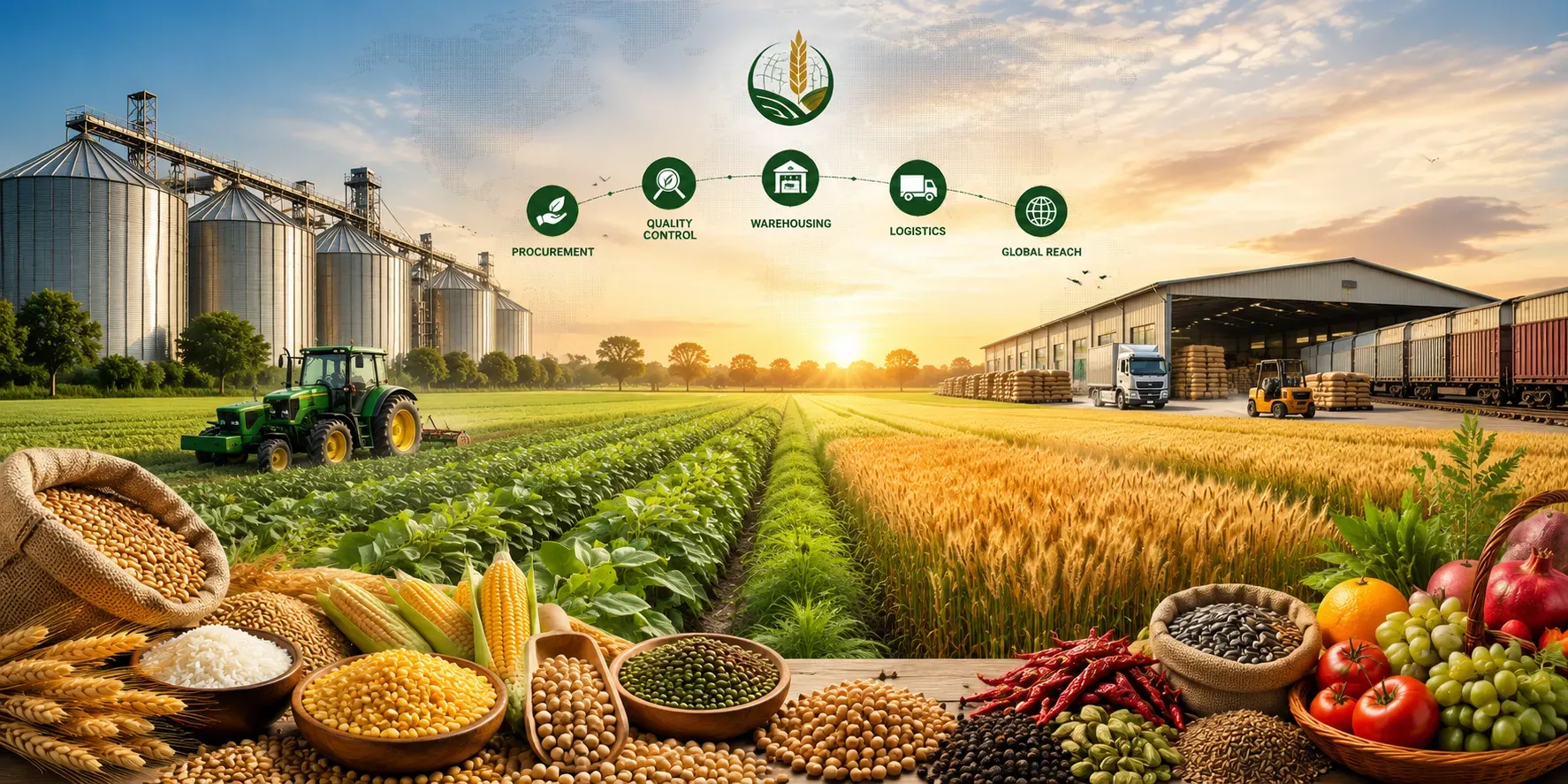 Farmers and procurement officers reviewing foodgrain stock